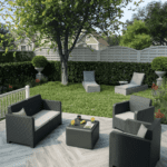 Salon Jardin Gris Novo NATERIAL, 4 Personnes