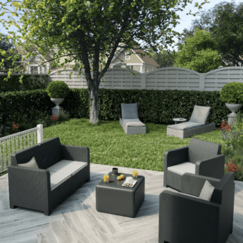 Salon Jardin Gris Novo NATERIAL, 4 Personnes