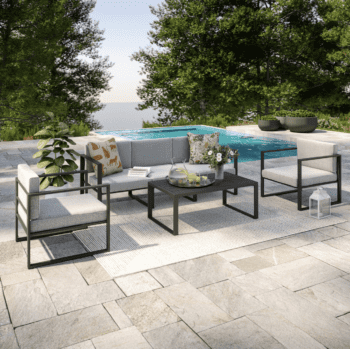 Salon de Jardin Design Aluminium 5 Places Gris - HONFLEUR