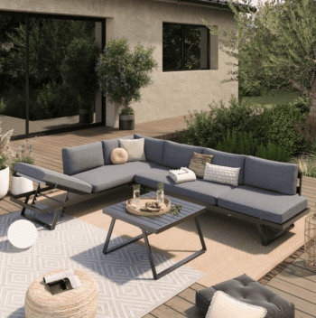 Salon de Jardin Modulable Design - Gris Anthracite - HELIOS