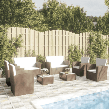Salon de Jardin 8 Personnes avec Résine Tressée Marron