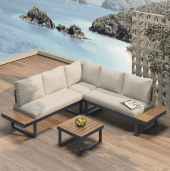 Salon de Jardin Modulable en Fer Galvanisé Beige