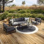Salon de Jardin Aluminium et 5 Places Gris