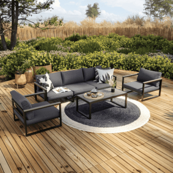 Salon de Jardin Aluminium et 5 Places Gris