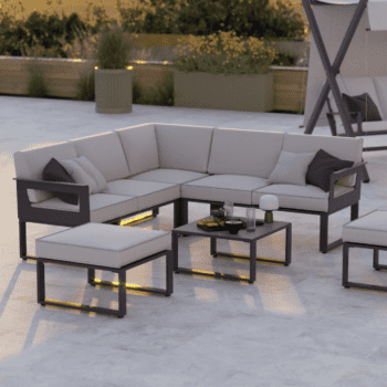 Salon de Jardin Gris Odyssea 7 Personnes