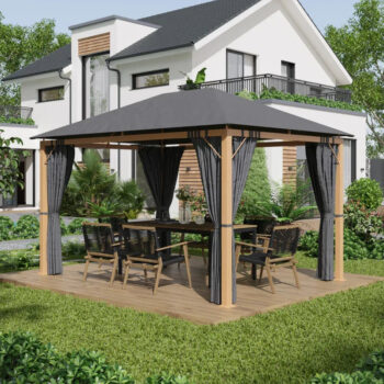 Tonnelle de Jardin Rectangulaire en Polyester 4 x 3 m – Structure en Aluminium