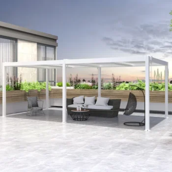 Pergola Bioclimatique 6x3m Santa Autoportée Aluminium Blanc