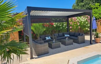 Pergola Bioclimatique 5x3m Aluminium Menea Motorisée Noire