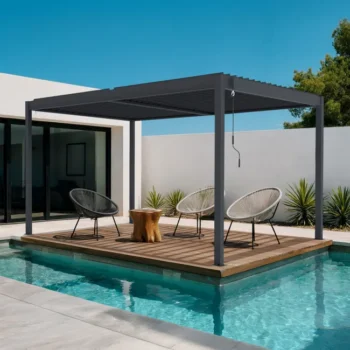 Pergola Bioclimatique 4x3m Autoportée Piana Aluminium Gris - Lames Orientables